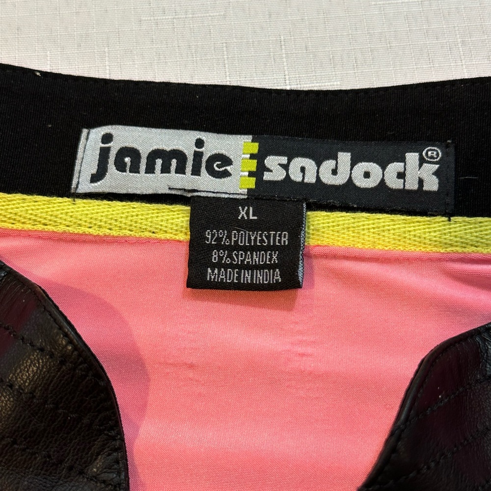 Jamie Sadock Women’s XL Pink Black Geometric Golf Top 1/4 Zip Studded Collar - Picture 12 of 16